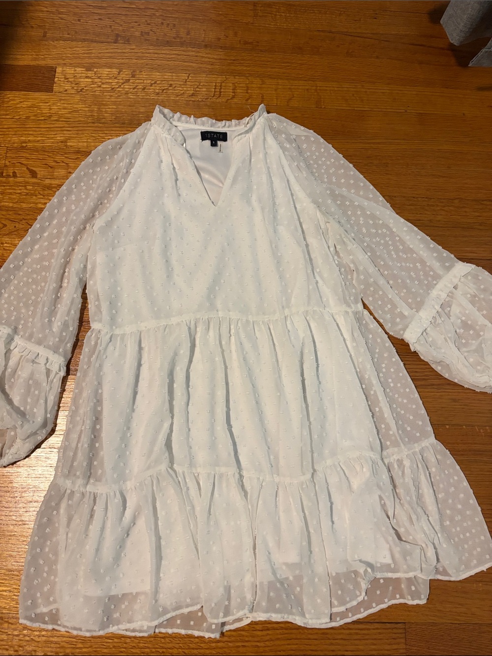 1STATE White Swiss Dot Tiered Peasant Dress